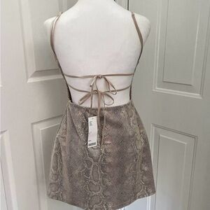 Urban Outfitters Snakeskin Mini Dress Backless Bare Bodycon Straps Feminine‎ M
